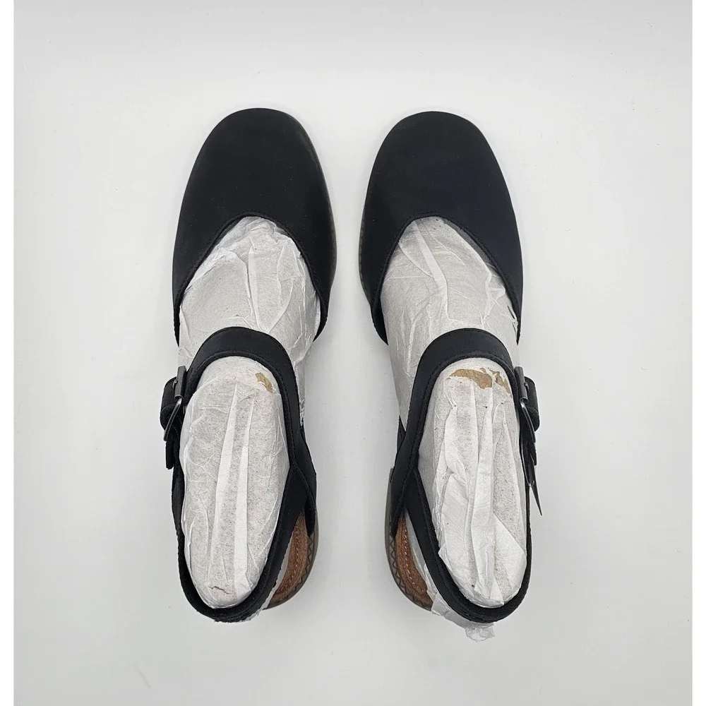 TOMS Jaclyn Slingback Heels Womens Size 9 Black Leather Dress Casual